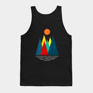 Linear and Colorful Mountains, Minimalist Abstract Nature Art  II Tank Top